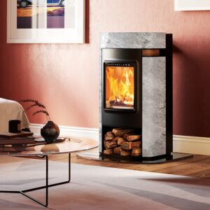 Austroflamm Elise Kaminofen Stahl, Natursteindeckel Marble Grey Clouds