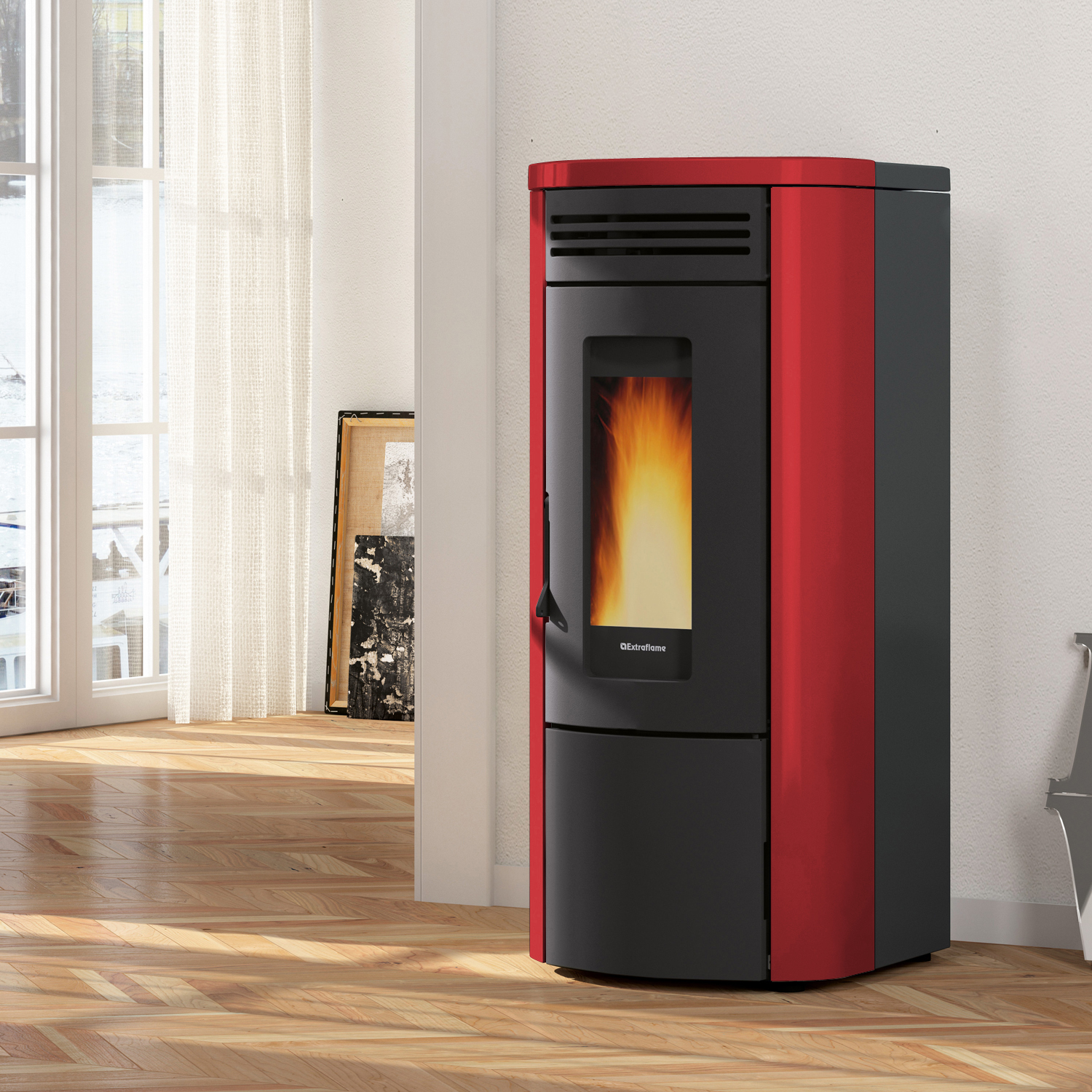 Extraflame COSTANZA IDRO 5.0 - Bordeauxrot wassergeführter Pelletofen