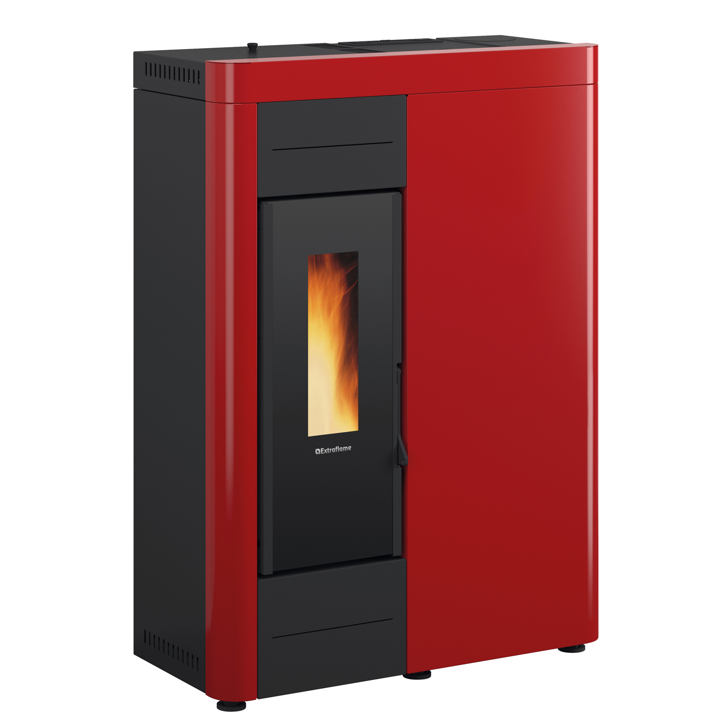 Extraflame VIRNA IDRO.16 wasserführender Pelletofen Stahl Bordeaux - TPSM 600 Hochleistungs-Pufferspeicher montiert silber - Heizungsausdehnungsgefäß 80 L – Bild 2