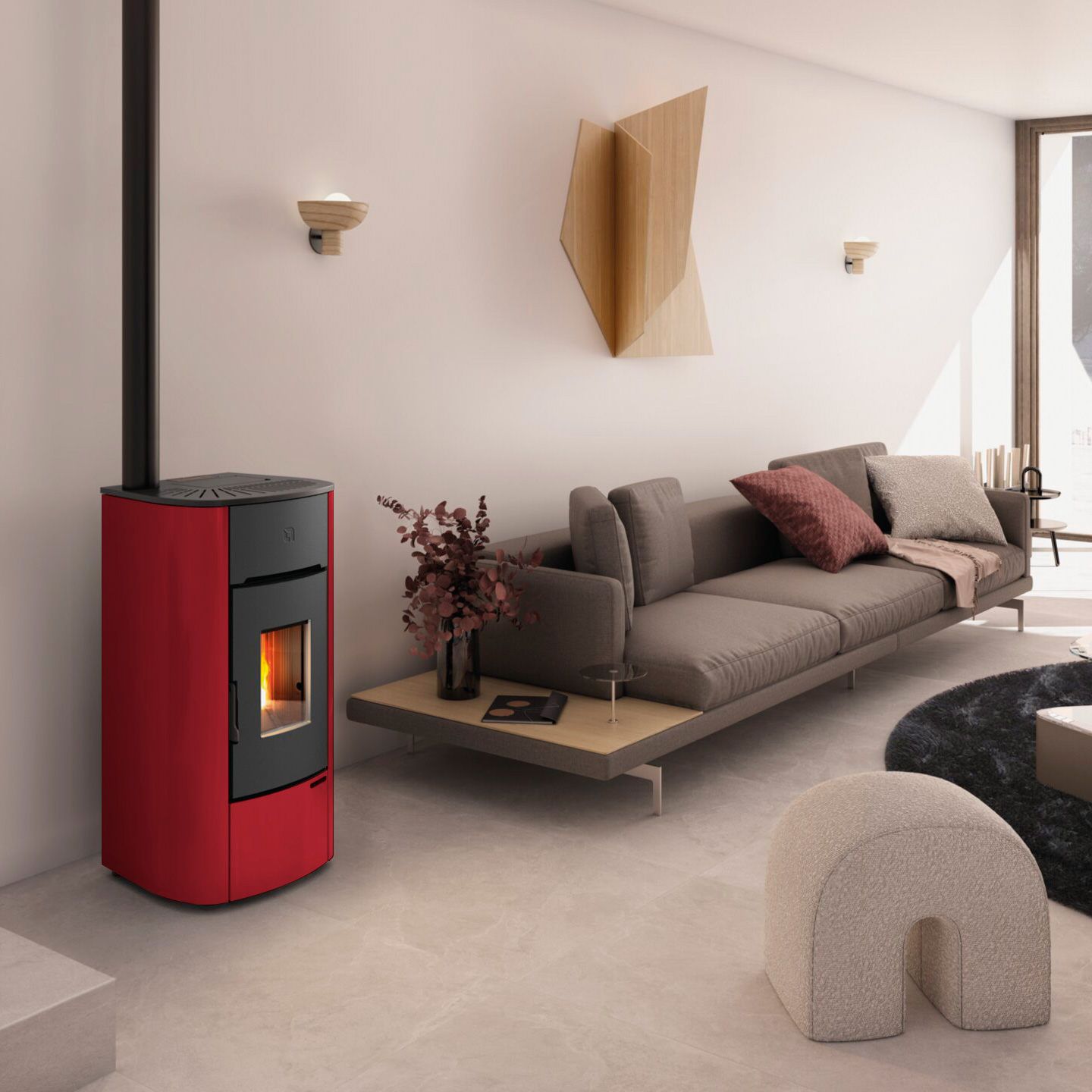 Extraflame Mariella Plus Pelletofen Bordeaux – Bild 3