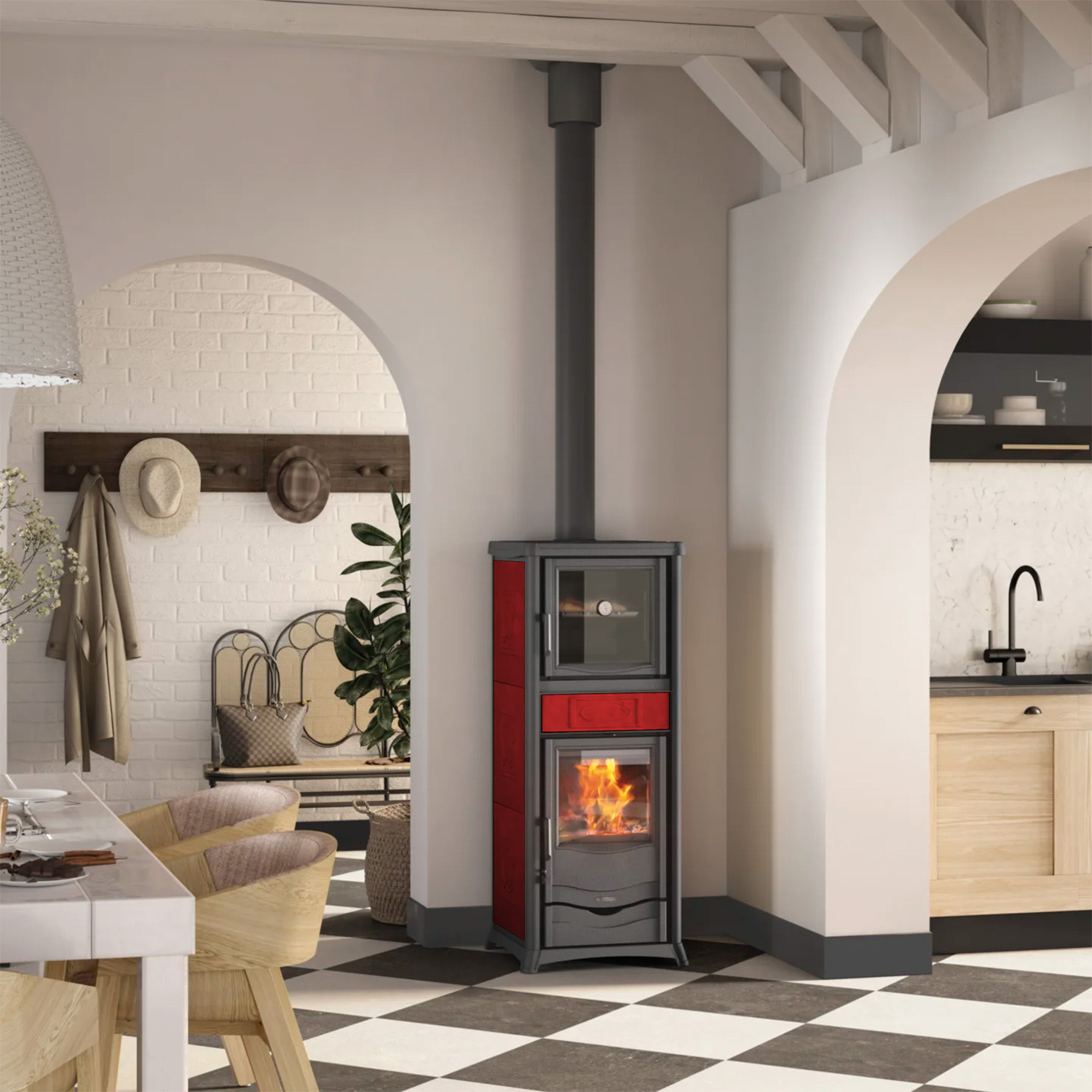 La Nordica Rossella Plus Forno 165, Kaminofen, Liberty Bordeaux – Bild 3