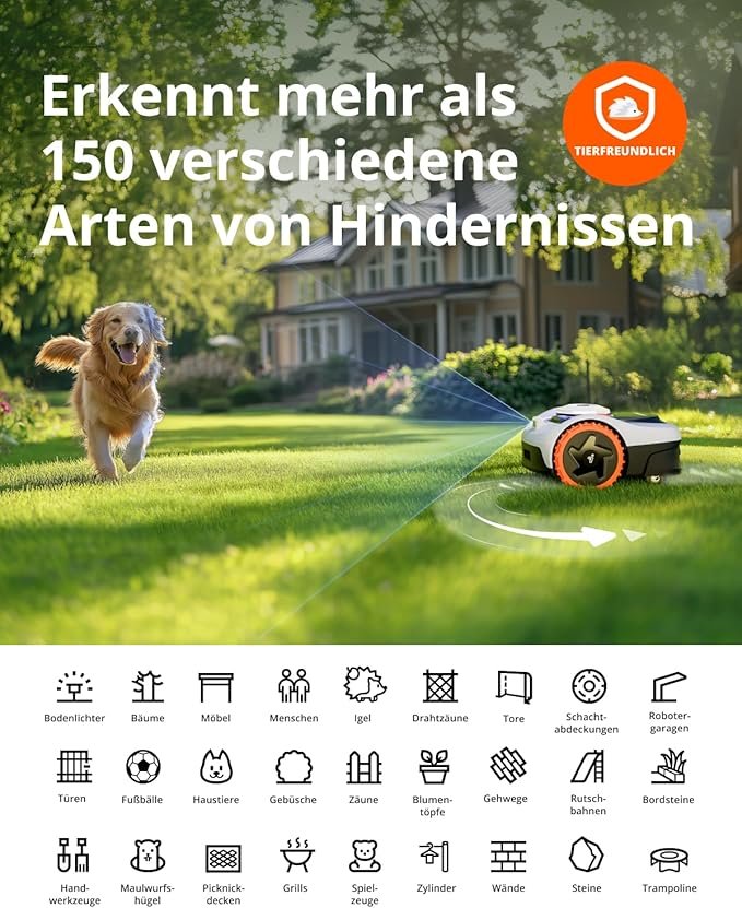 Navimow i105E Mähroboter ohne Begrenzungskabel 500 m², RTK+Vision Rasenmäher Roboter, KI Automatische Kartierung, Virtuelle Begrenzung, Mehrzonen-Management – Bild 3