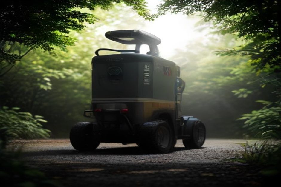A portable generator standing outdoors