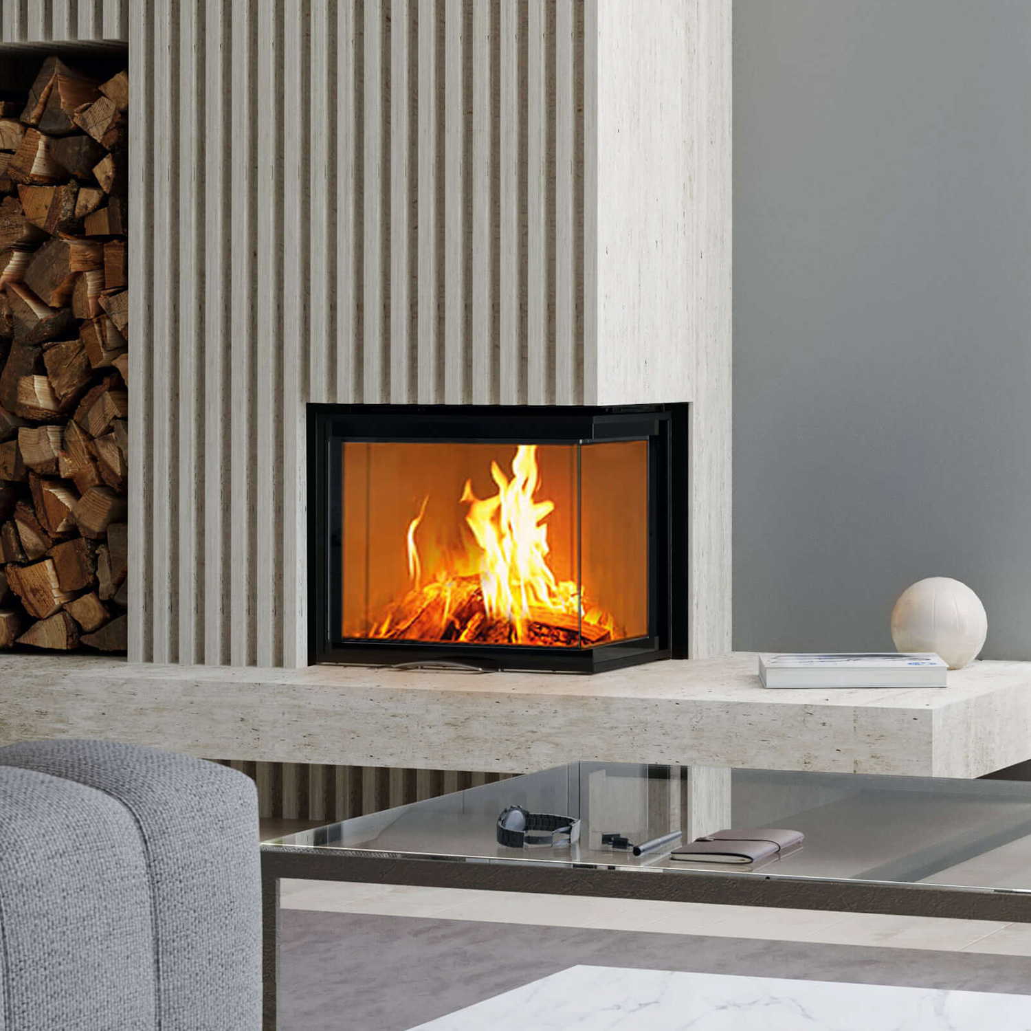 Austroflamm 63x40x51 S 2.0 Kamineinsatz Ecke rechts – Bild 3