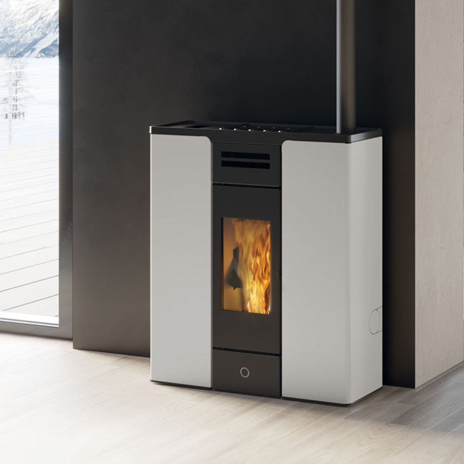 EK63 Entity 90+ Evo Pelletofen Stahl weiß