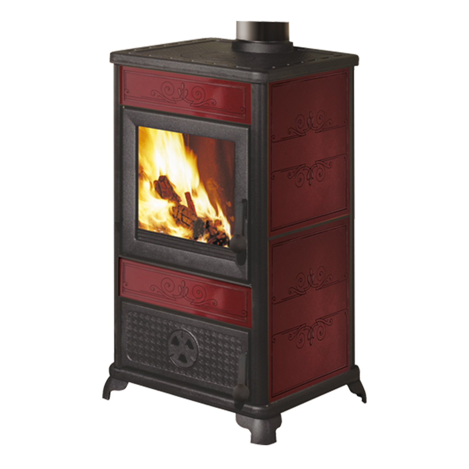 EK63 Fancy Evo Kaminofen Keramik bordeaux – Bild 2