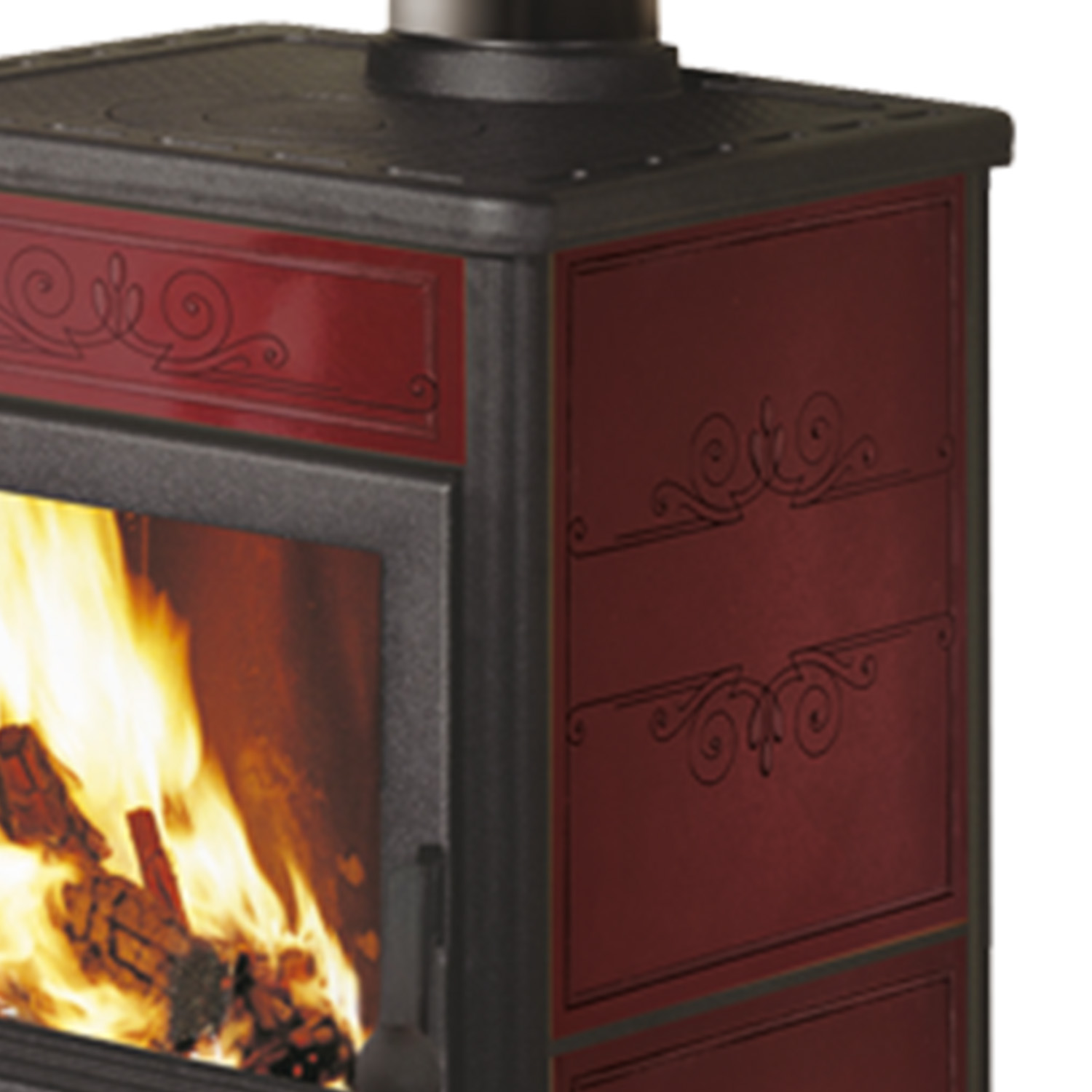 EK63 Fancy Evo Kaminofen Keramik bordeaux – Bild 3