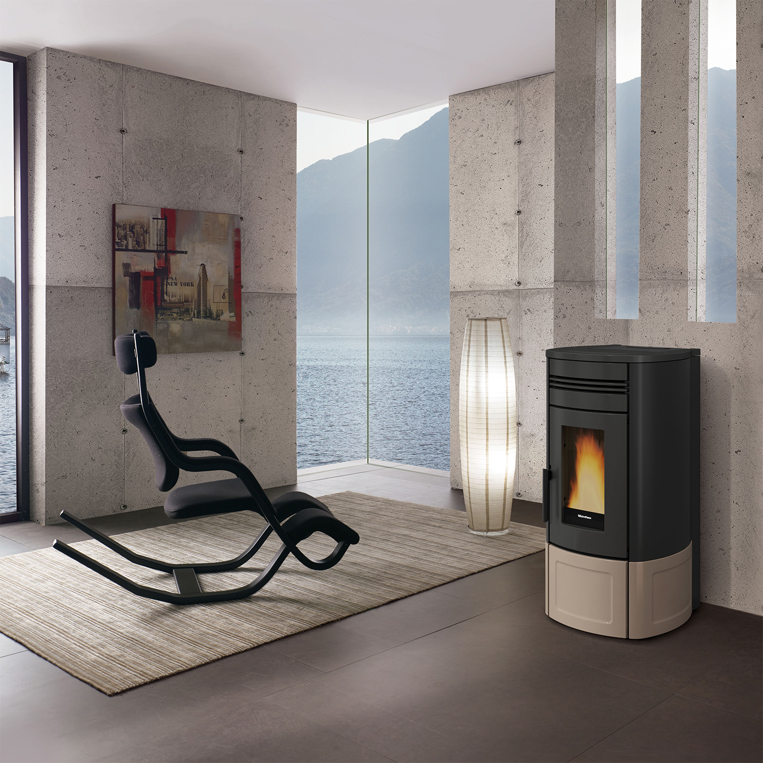 Extraflame Evolution Line Noris Lux Pelletofen Stahl Majolika Tortora – Bild 7