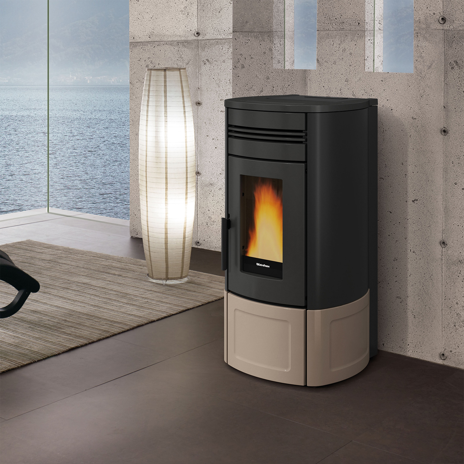 Extraflame Evolution Line Noris Lux Pelletofen Stahl Majolika Tortora