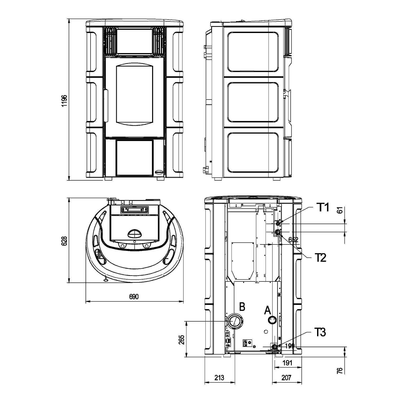 Extraflame Iside Idro H15 Wasserführender Pelletofen Majolika Amethyst – Bild 3
