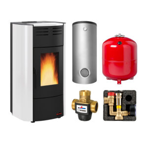 Extraflame Raffaella Idro H15 Stahl Weiß Set + Pufferspeicher TPSM 825