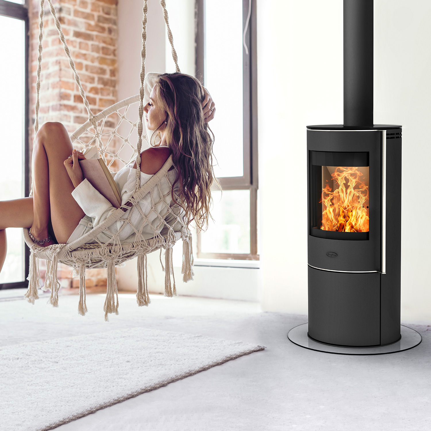 Fireplace Elite Toronto Kaminofen Stahl Schwarz mit Abdeckplatte Glas – Bild 6