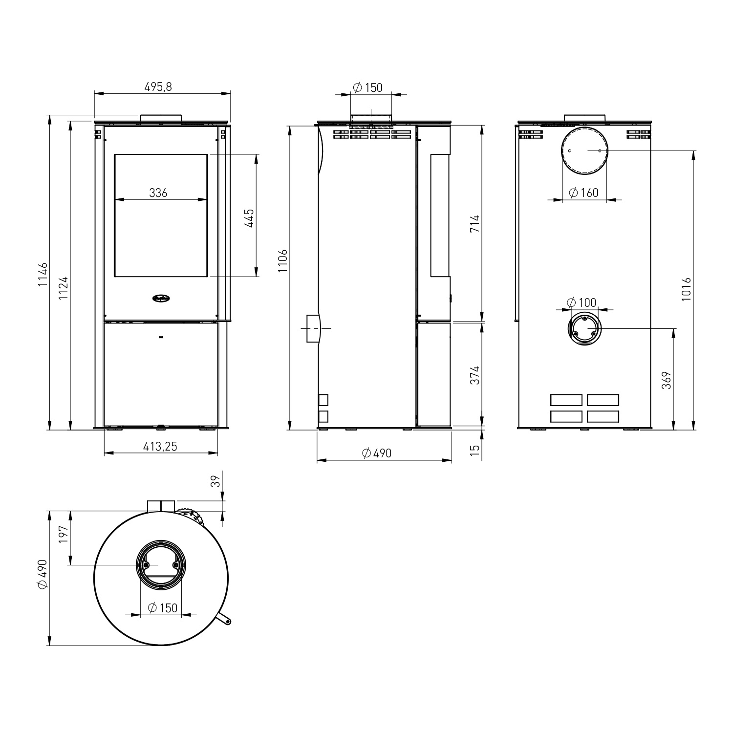 Fireplace Elite Toronto Kaminofen Stahl Schwarz mit Abdeckplatte Glas – Bild 8