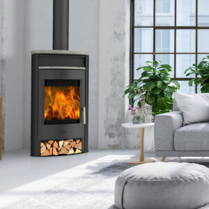 Fireplace Jakarta Kaminofen Stahl Schwarz | Topplatte Speckstein