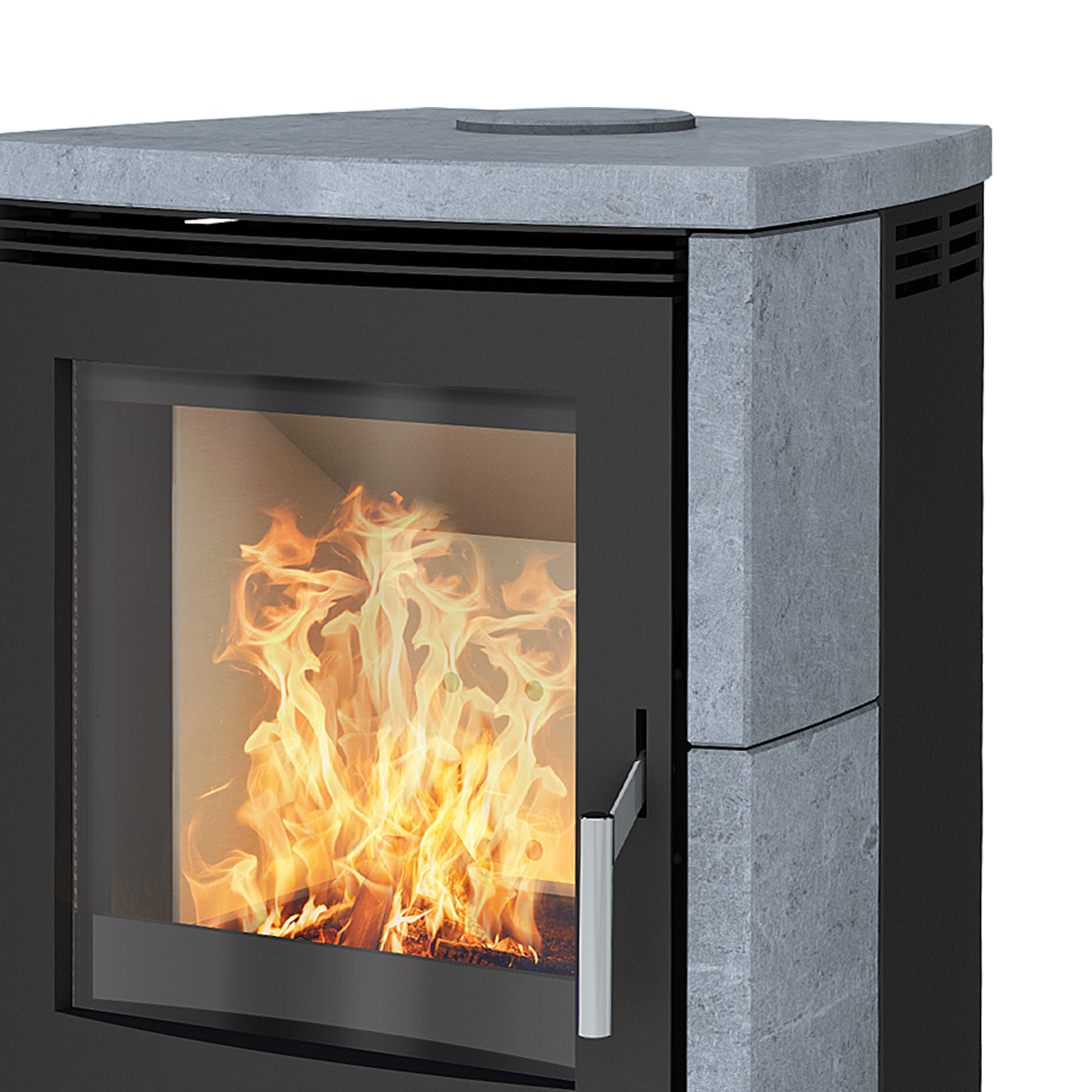 Fireplace Meltemi Dauerbrandofen Stahl Schwarz | Speckstein – Bild 3