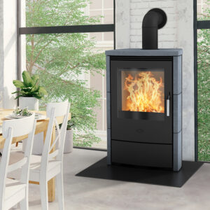 Fireplace Meltemi Dauerbrandofen Stahl Schwarz | Speckstein