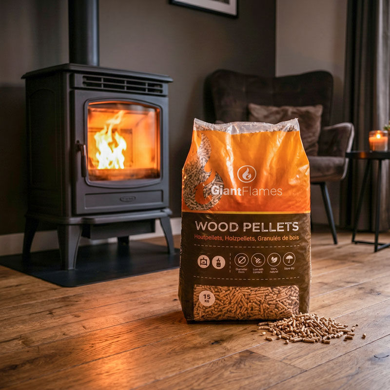 Palette Giant Flames Holzpellets 65 Säcke x 15 kg (975 kg) – Bild 6