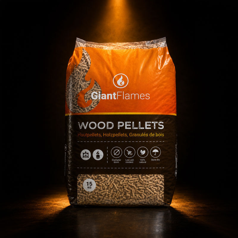 Palette Giant Flames Holzpellets 65 Säcke x 15 kg (975 kg) – Bild 5