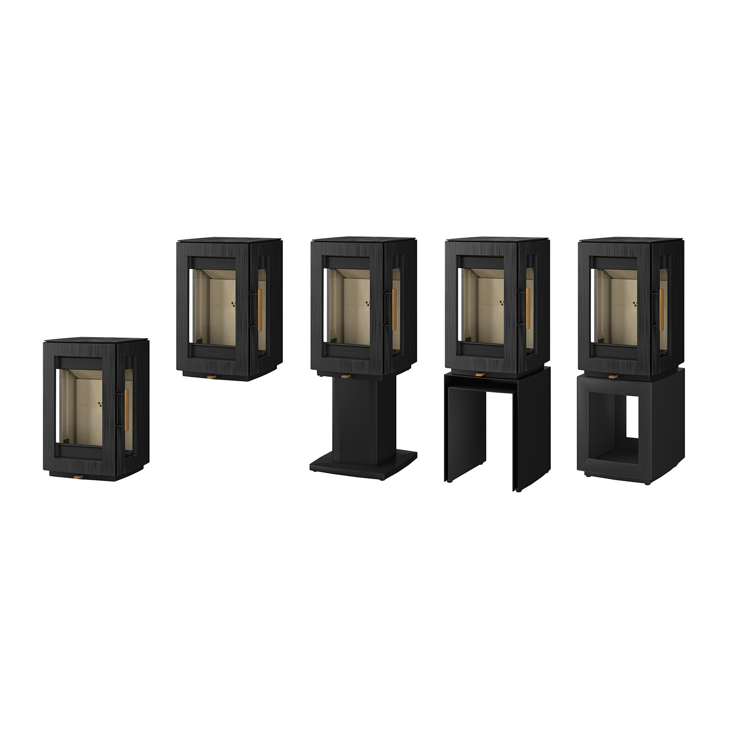 Hergom Glow Kaminofen Gusseisen Schwarz mit Standfuß – Bild 8
