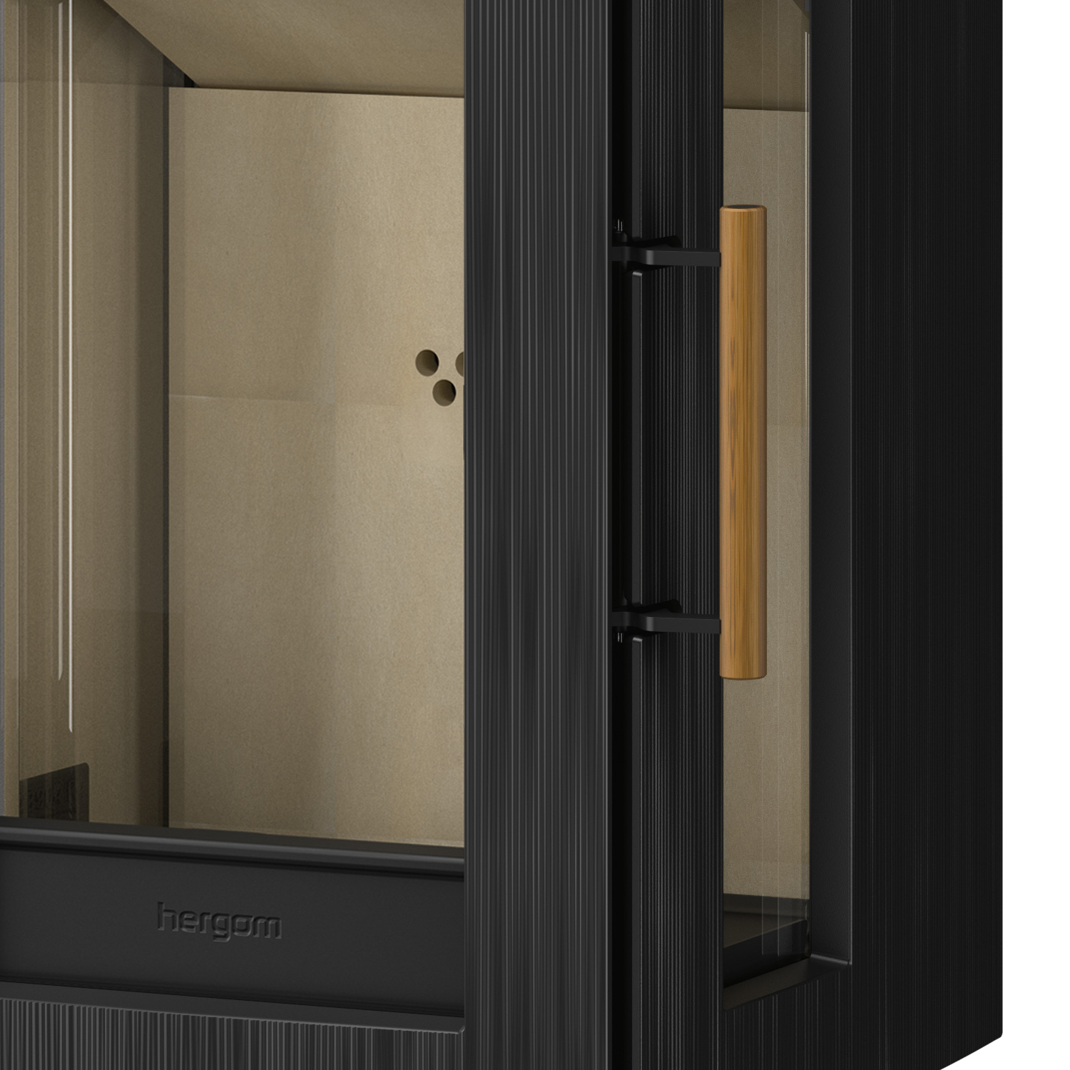 Hergom Glow Kaminofen Gusseisen Schwarz mit Standfuß – Bild 4