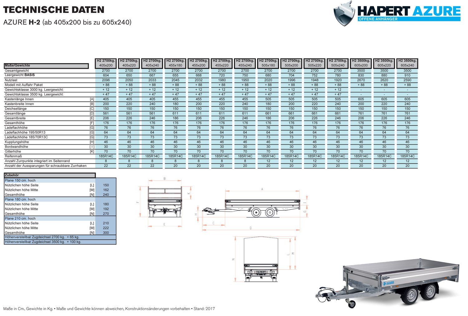 Hapert Azure H-2 – 3500 – 5050 x 2000 Niedriges Fahrwerk – Bereifung 195/50R13C – Bild 3