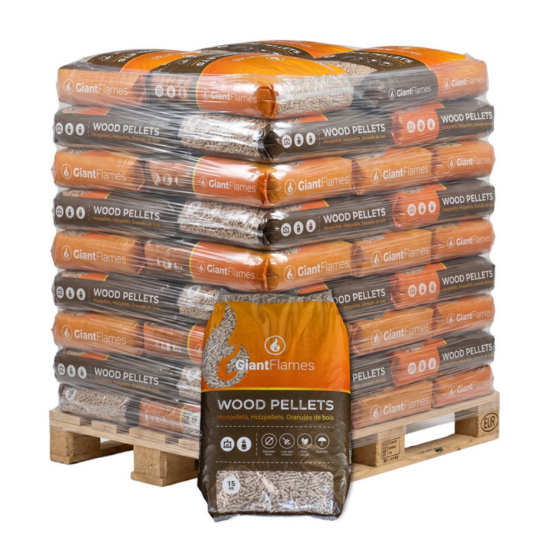 Palette Giant Flames Holzpellets 65 Säcke x 15 kg (975 kg)