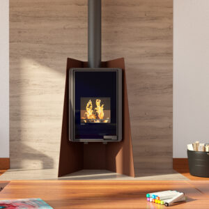 HS Flamingo Deluxe Island Kaminofen Braun