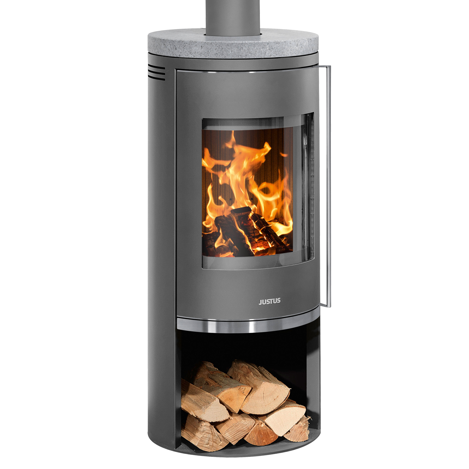 Justus Faro 2.0 Kaminofen Stahl Gussgrau mit Speckstein-Abdeckplatte – Bild 2