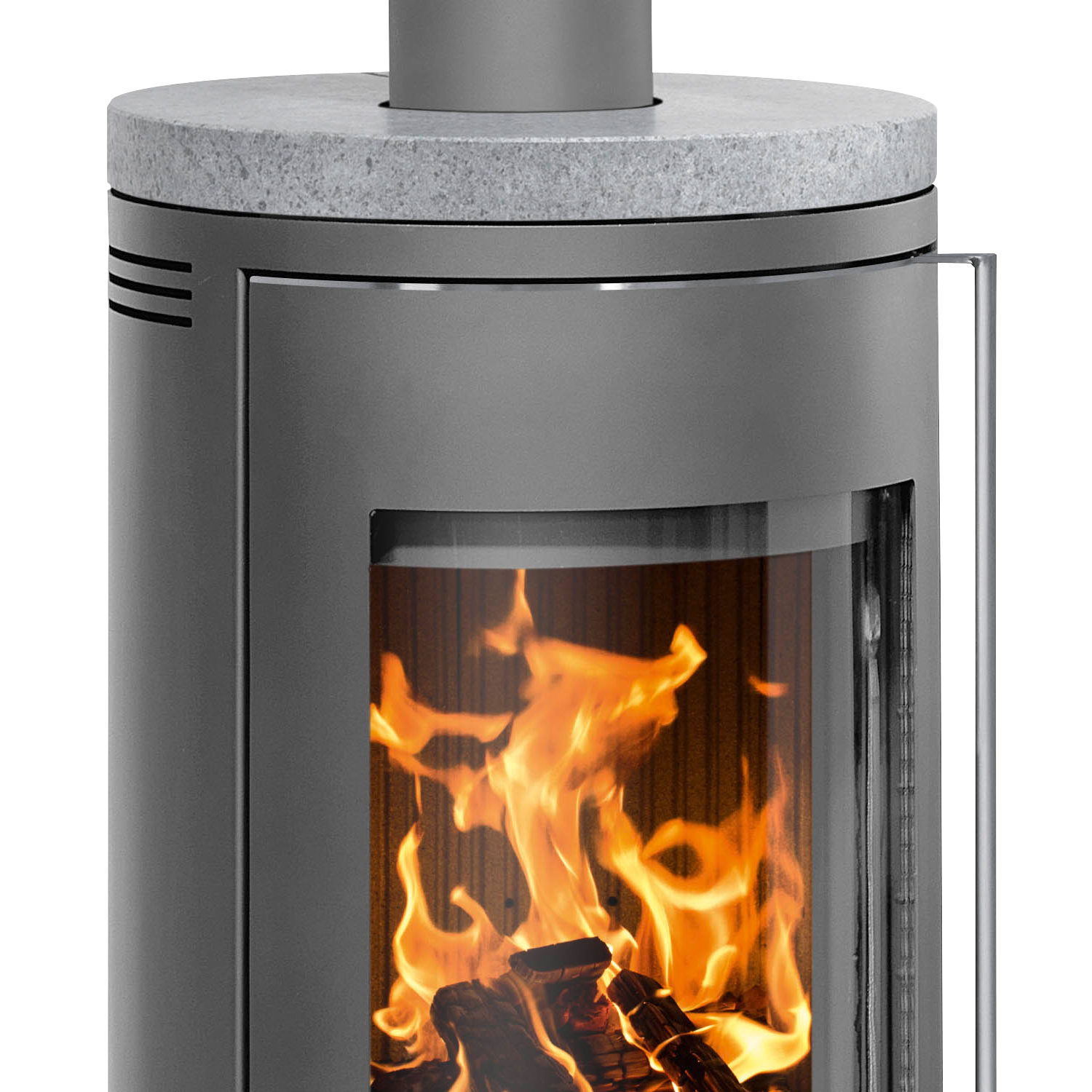 Justus Faro 2.0 Kaminofen Stahl Gussgrau mit Speckstein-Abdeckplatte – Bild 3