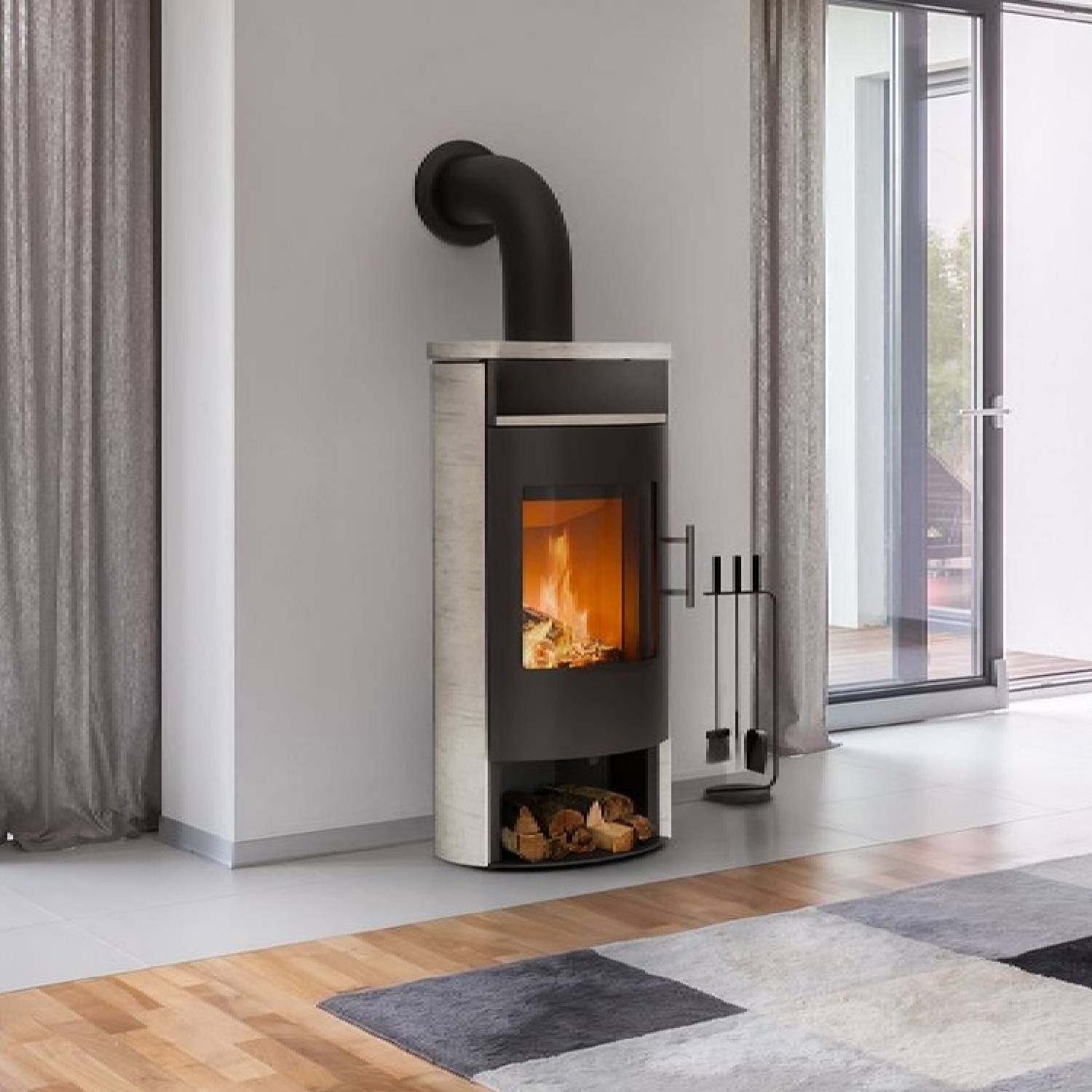 Königshütte ARIES 6 kW Naturstein Ivory Kaminofen