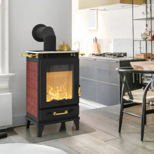 Fireplace FLORENZ Kaminofen Keramik Bordeaux