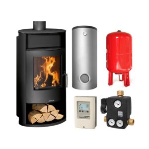 Justus Island AQUA II Stahl schwarz Set + Pufferspeicher TPSM 500