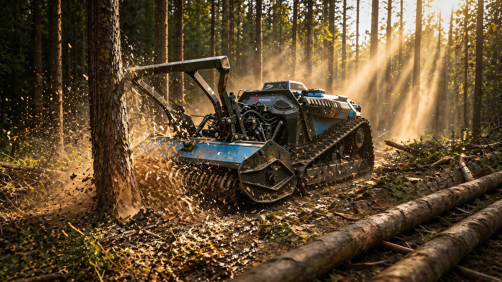 Ferngesteuerter Elektromäher KOHAM KH-XLM8045B 10 kW für Hangneigungen bis zu 45°