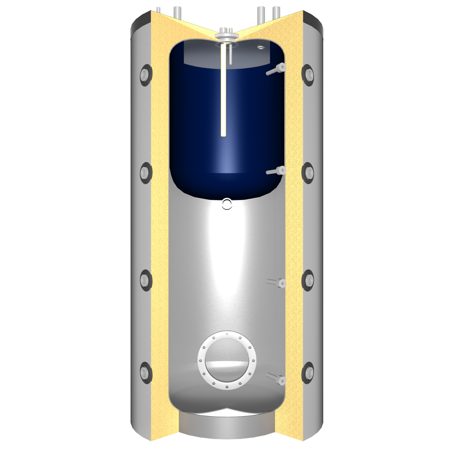 Extraflame ISIDE IDRO 5.0.16 wasserführender Pelletofen weiß - THKE/F 600 Kombi-Speicher montiert silber -Heizungsausdehnungsgefäß 80 L – Bild 3