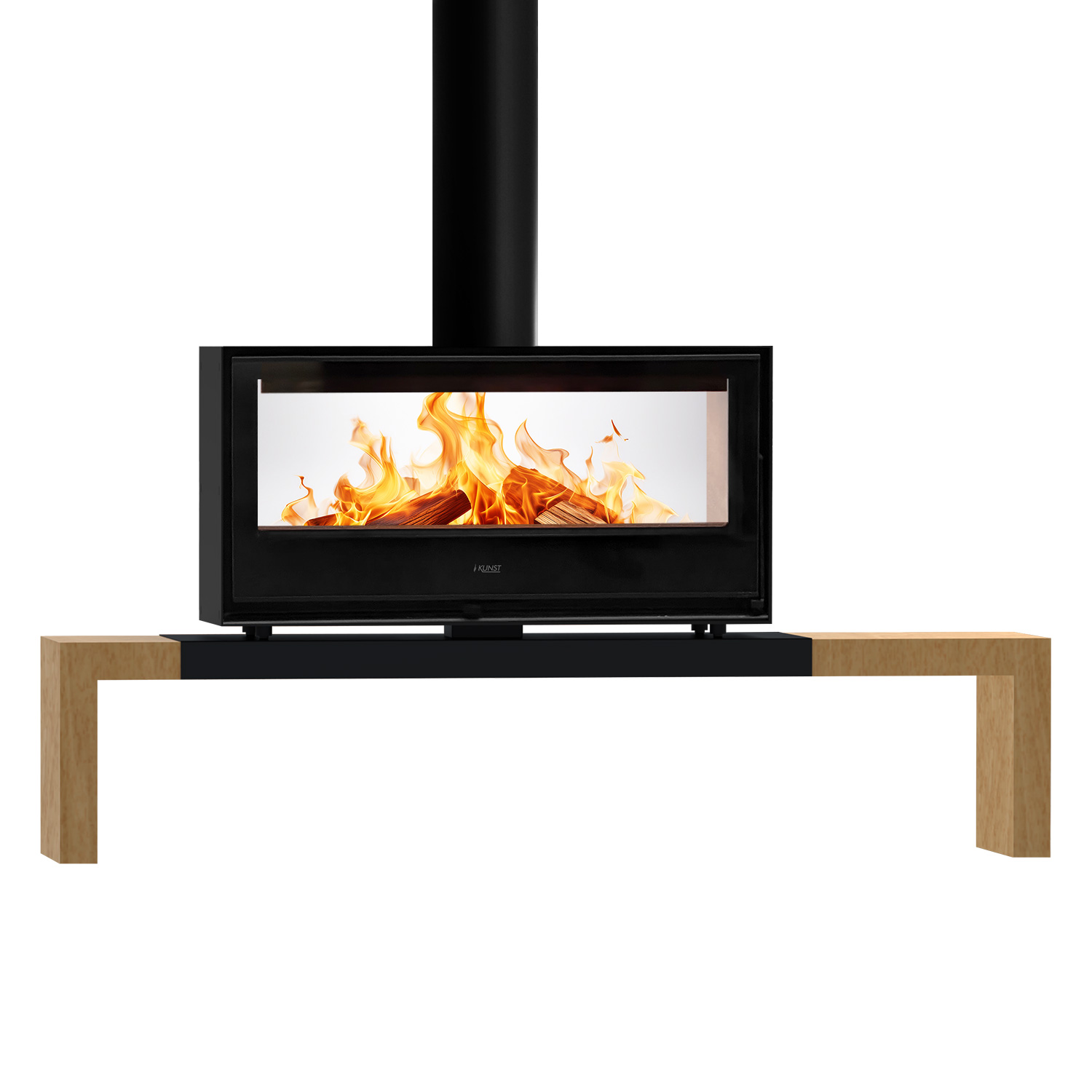 Kunst Stoves Vista Kaminofen mit Holzbank 180 cm – Bild 2